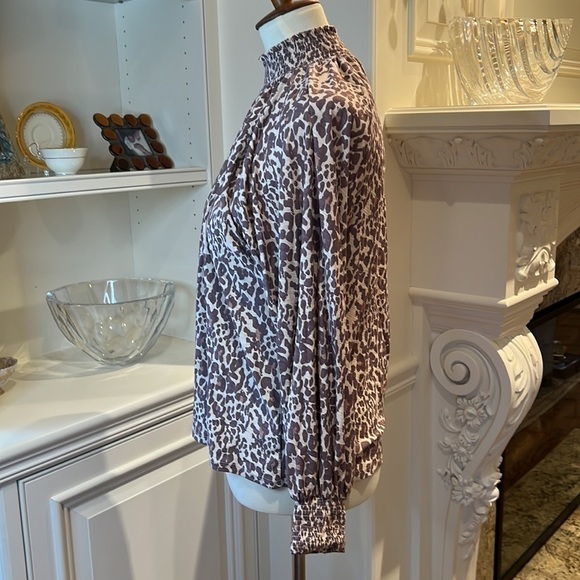 NATION LTD Leopard print 100% cotton mock neck top size medium - Picture 5 of 11